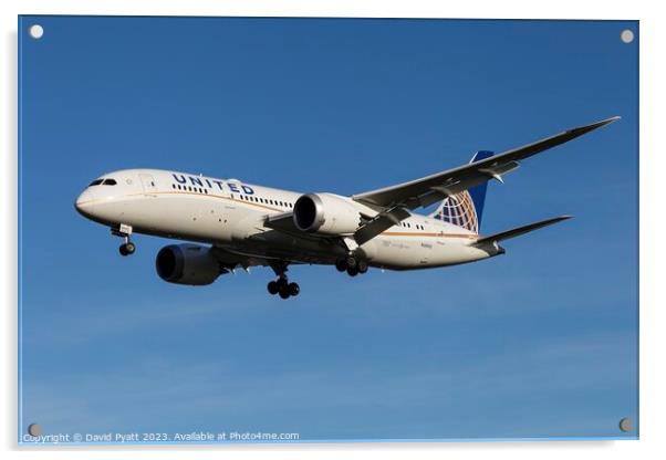 United Airlines Boeing 787 Acrylic by David Pyatt