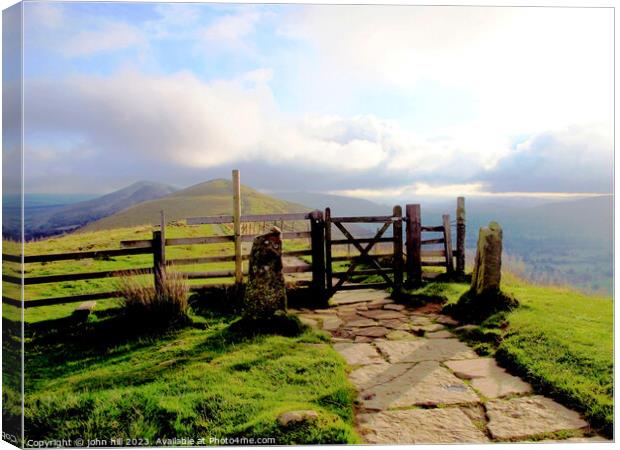 The Great ridge from Mam Tor. Canvas Print by john hill