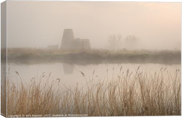 Misty Serenity at St Benets Abbey Canvas Print by Rick Bowden