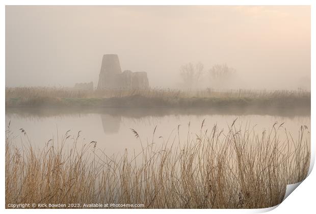 Misty Serenity at St Benets Abbey Print by Rick Bowden