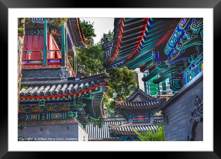 Chinese Style Buildings Cow Street Niu Jie Mosque Beijing China Framed Mounted Print by William Perry