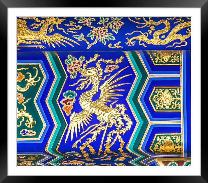 Phoenix Detail Temple of Heaven Beijing China Framed Mounted Print by William Perry