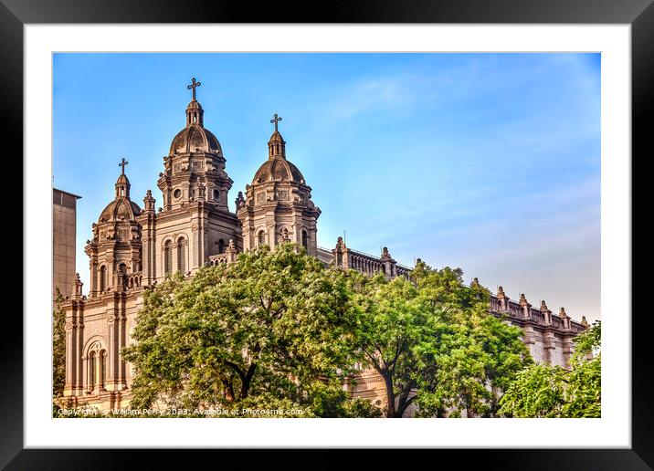 St. Joseph Church Wangfujing Cathedral  Basilica Beijing China Framed Mounted Print by William Perry