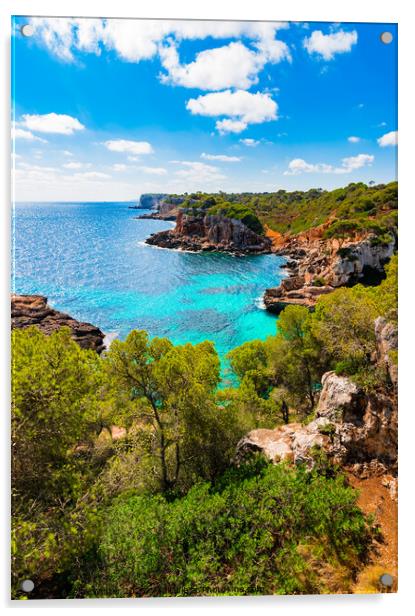 Rough cliffs coast of Majorca Acrylic by Alex Winter