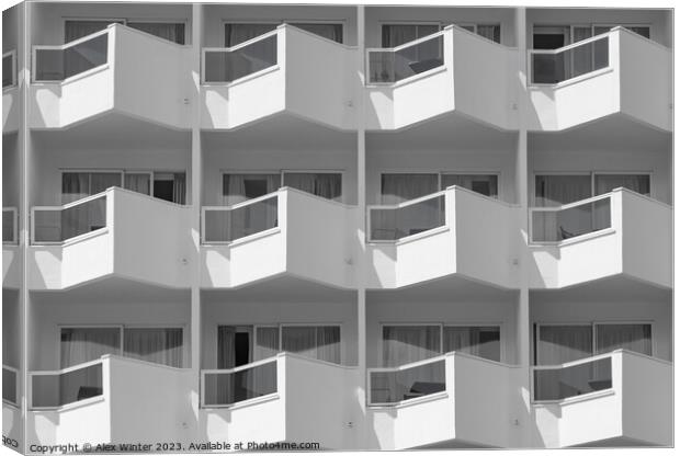 Hotel architecture balcony facade Canvas Print by Alex Winter