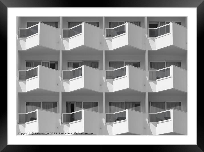 Hotel architecture balcony facade Framed Mounted Print by Alex Winter