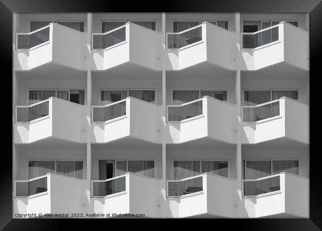Hotel architecture balcony facade Framed Print by Alex Winter