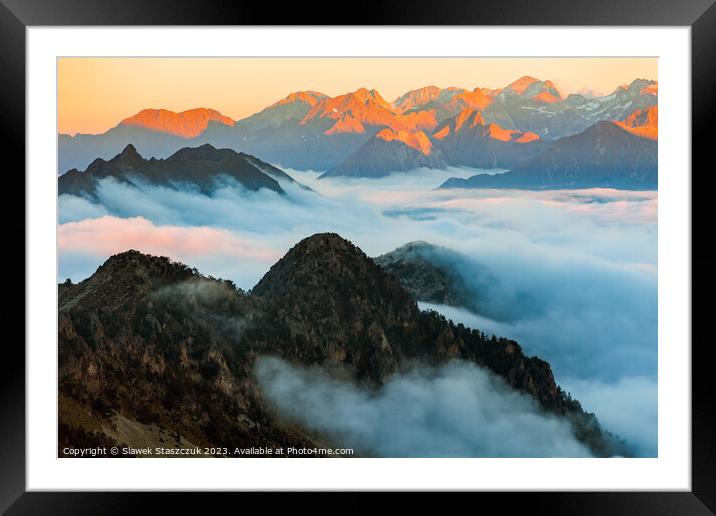 Pyrenees Sunset Framed Mounted Print by Slawek Staszczuk