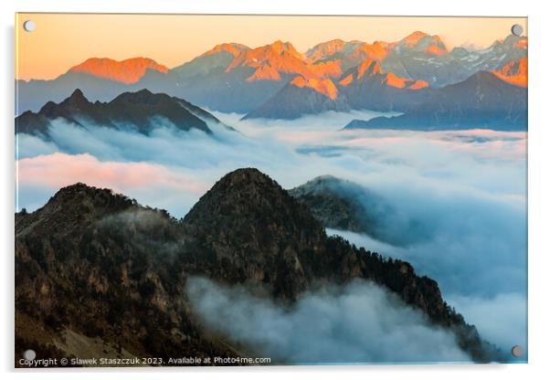 Pyrenees Sunset Acrylic by Slawek Staszczuk
