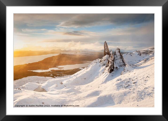 Winter sunrise, The Old Man of Storr, Isle of Skye Framed Mounted Print by Justin Foulkes