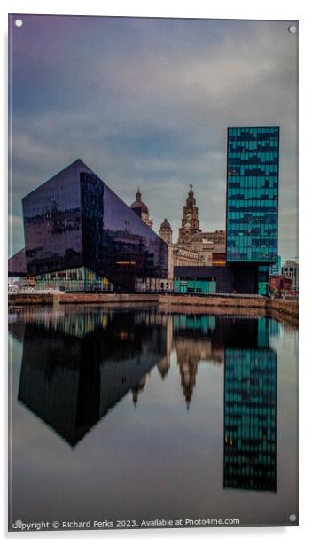 Pier Head Colours - Liverpool Waterfront Acrylic by Richard Perks
