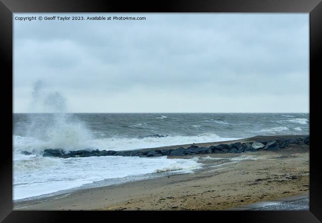 Holland on Sea storm Framed Print by Geoff Taylor