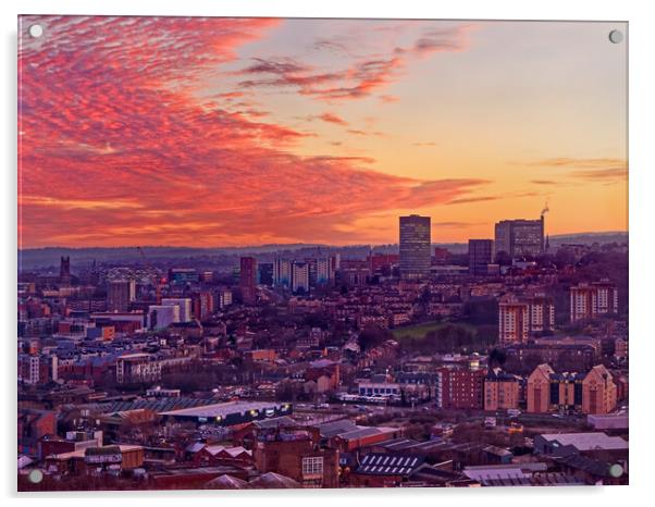  Sheffield City Centre at Sunset Acrylic by Darren Galpin