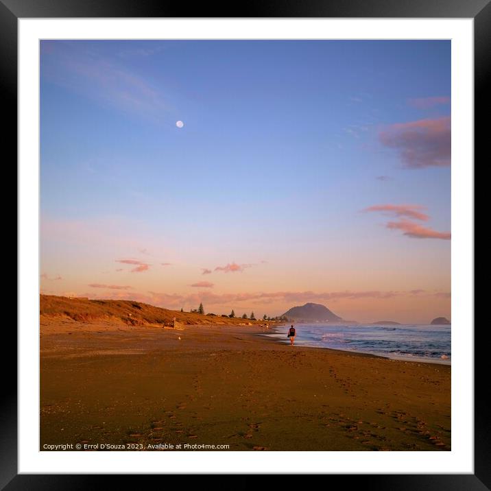 Papamoa Beach Golden Hour Framed Mounted Print by Errol D'Souza