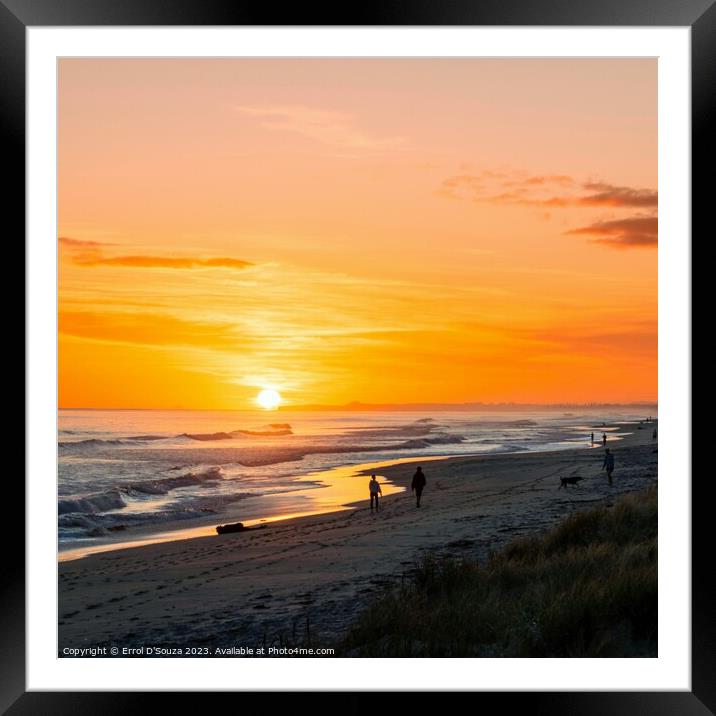 Papamoa Beach Sunrise Framed Mounted Print by Errol D'Souza