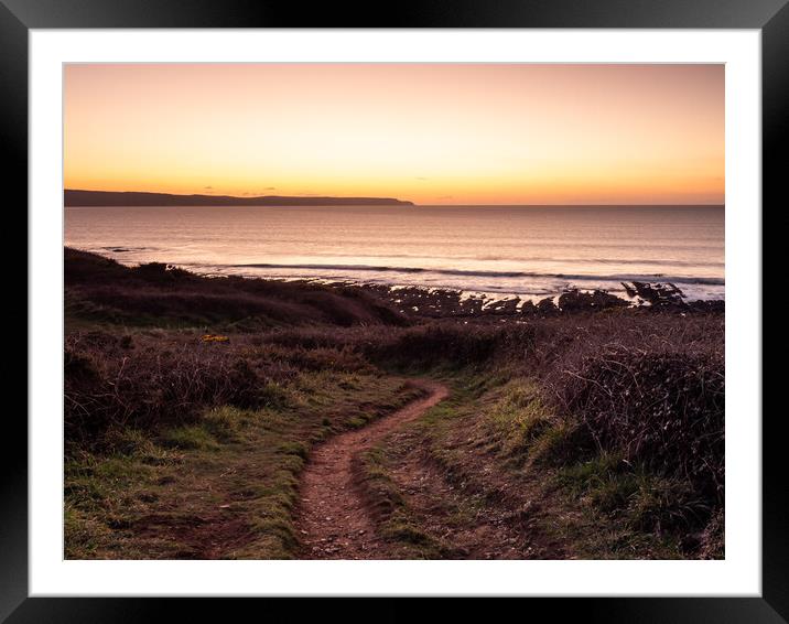 Sunset coast path Framed Mounted Print by Tony Twyman