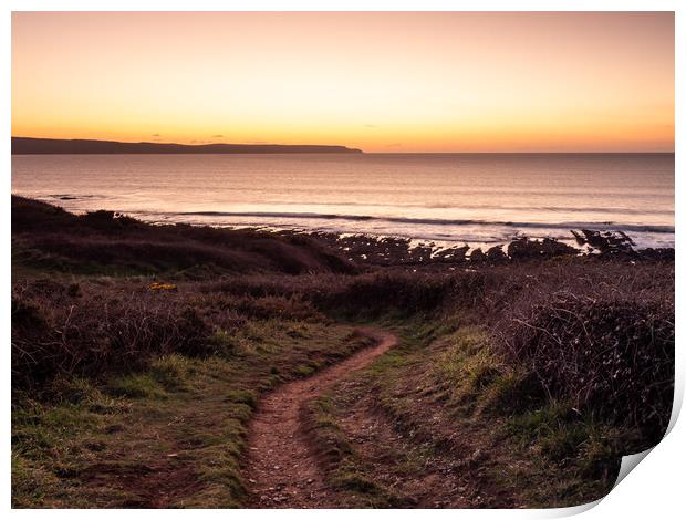 Sunset coast path Print by Tony Twyman
