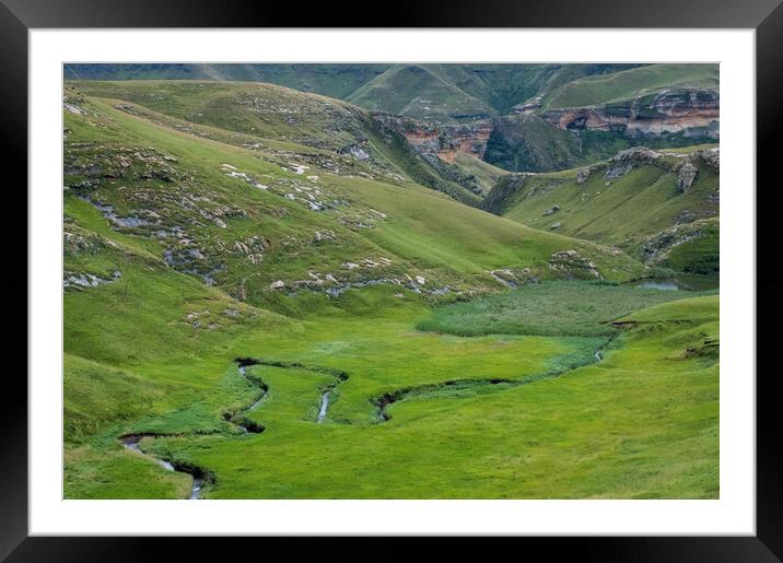 Meandering stream Framed Mounted Print by Adrian Turnbull-Kemp