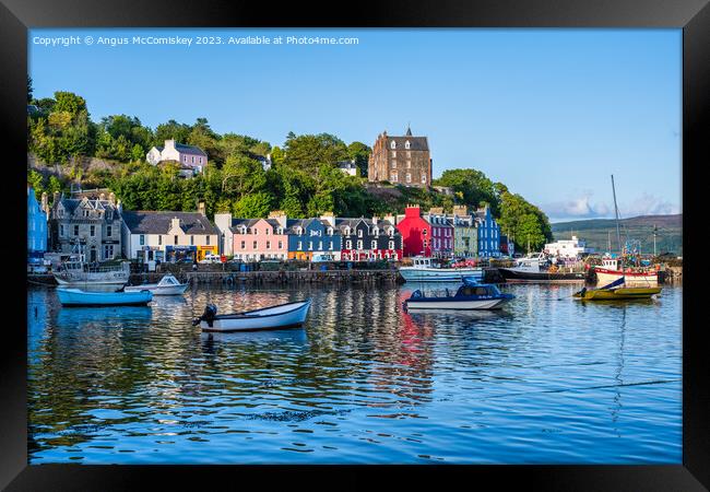 Boats in the harbour, Tobermory waterfront Framed Print by Angus McComiskey