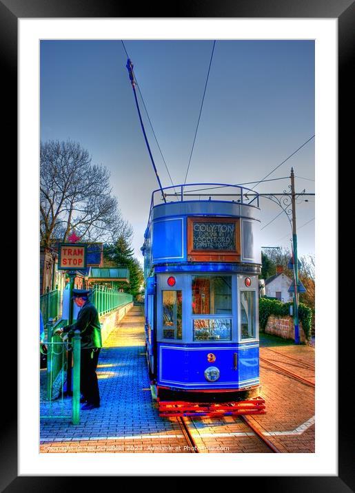 Vintage Charm at Colyton Tram Stop Framed Mounted Print by Les Schofield