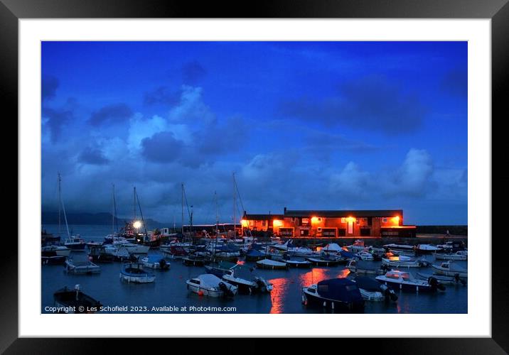 A Serene Sunrise in Lyme Regis Framed Mounted Print by Les Schofield