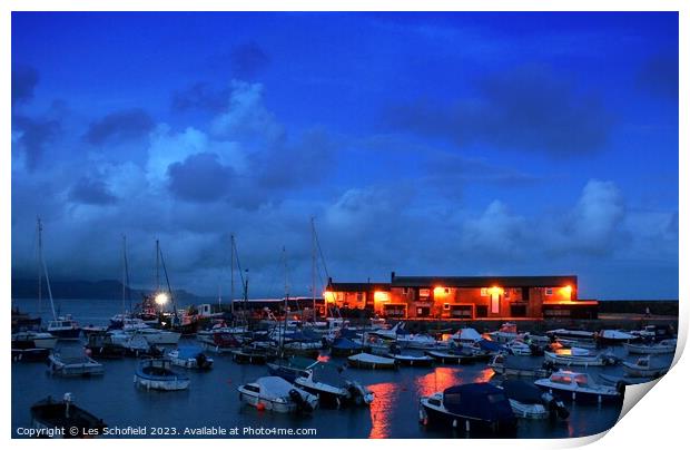 A Serene Sunrise in Lyme Regis Print by Les Schofield