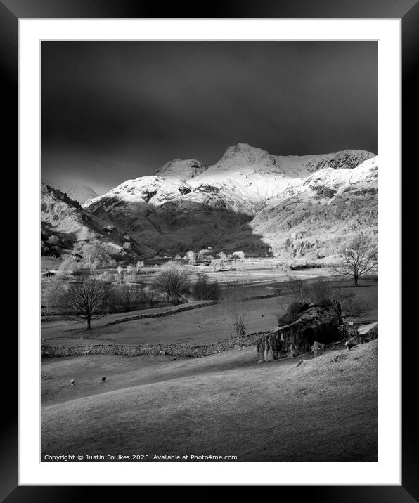 Winter light, The Langdale Valley, Lake District Framed Mounted Print by Justin Foulkes