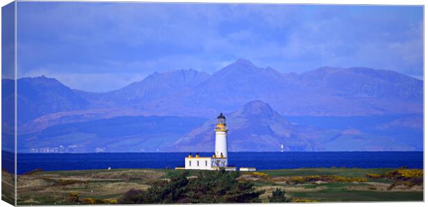 Turnberry lighthouse, Holy Isle and Goat Fell, Arr Canvas Print by Allan Durward Photography