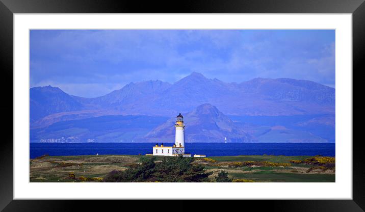 Turnberry lighthouse, Holy Isle and Goat Fell, Arr Framed Mounted Print by Allan Durward Photography