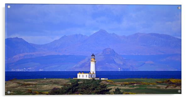 Turnberry lighthouse, Holy Isle and Goat Fell, Arr Acrylic by Allan Durward Photography