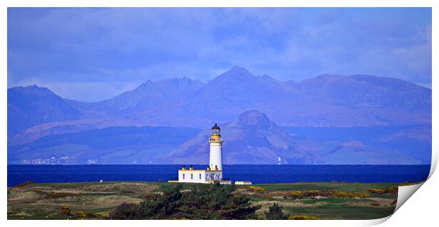 Turnberry lighthouse, Holy Isle and Goat Fell, Arr Print by Allan Durward Photography