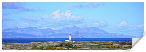 Isle of Arran and Turnberry lighthouse Print by Allan Durward Photography