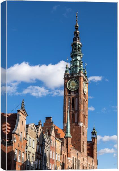 Main Town Hall Tower Of Gdansk In Poland Canvas Print by Artur Bogacki