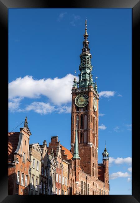 Main Town Hall Tower Of Gdansk In Poland Framed Print by Artur Bogacki