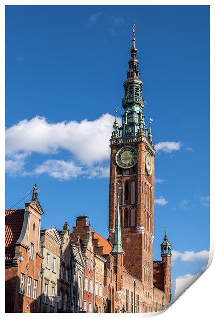 Main Town Hall Tower Of Gdansk In Poland Print by Artur Bogacki