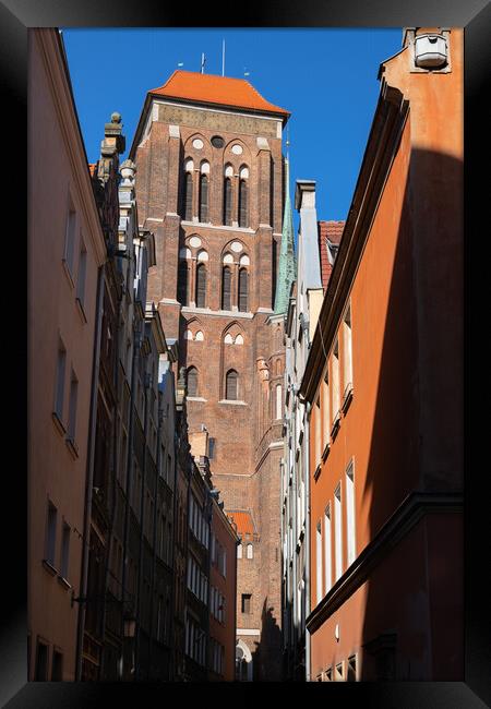 St Mary Church Gothic Tower In Gdansk Framed Print by Artur Bogacki