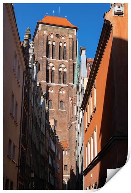 St Mary Church Gothic Tower In Gdansk Print by Artur Bogacki