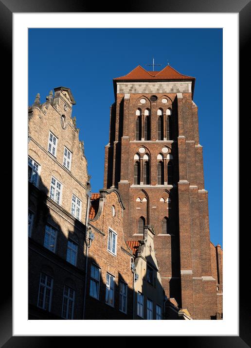 St Mary Tower And Gabled Houses In Gdansk Framed Mounted Print by Artur Bogacki