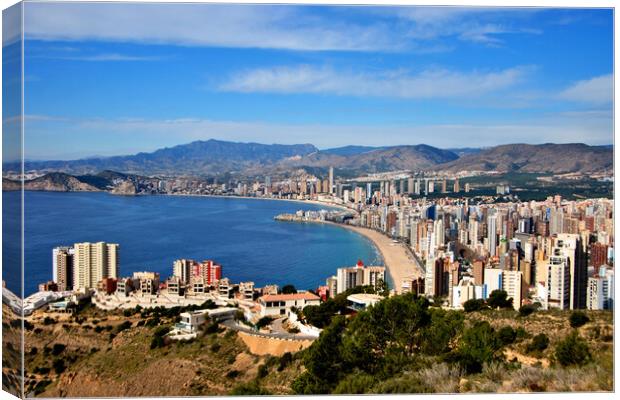 Benidorm Skyline Cityscape Costa Blanca Spain Canvas Print by Andy Evans Photos