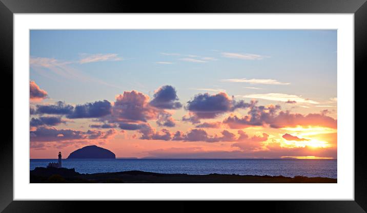 Sunset over Turnberry lighthouse and Ailsa Craig Framed Mounted Print by Allan Durward Photography