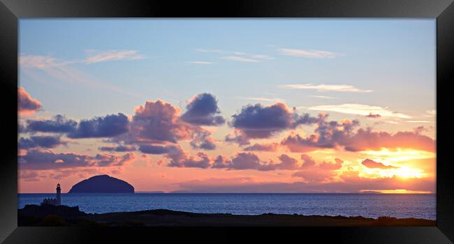 Sunset over Turnberry lighthouse and Ailsa Craig Framed Print by Allan Durward Photography