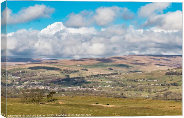 Middleton in Teesdale from Bail Hill Mar 2023 (2) Canvas Print by Richard Laidler