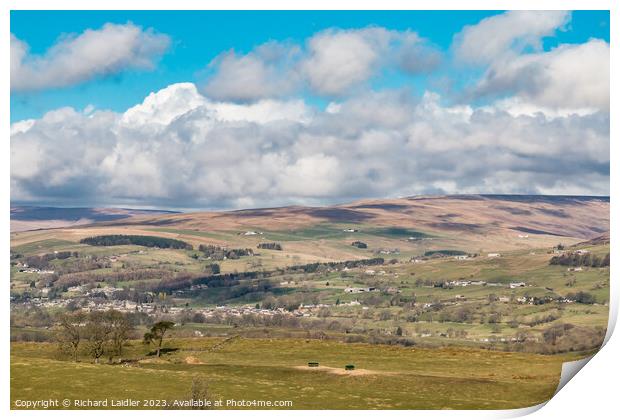 Middleton in Teesdale from Bail Hill Mar 2023 (2) Print by Richard Laidler