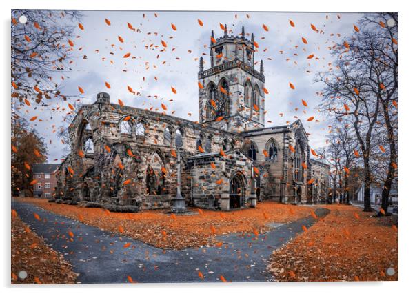 Pontefract All Saints Church, Autumn Fantasy Acrylic by Tim Hill