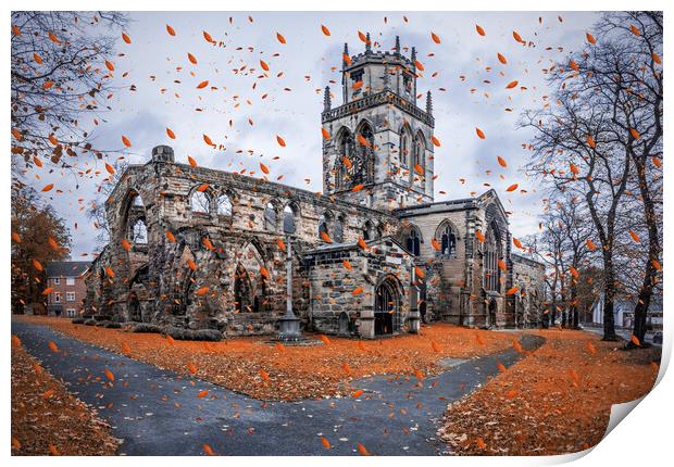 Pontefract All Saints Church, Autumn Fantasy Print by Tim Hill