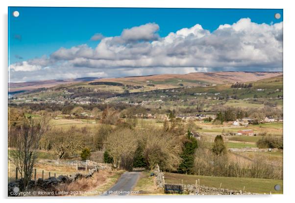 Middleton in Teesdale from Bail Hill Mar 2023 Acrylic by Richard Laidler