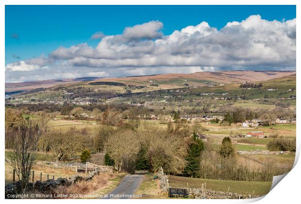 Middleton in Teesdale from Bail Hill Mar 2023 Print by Richard Laidler