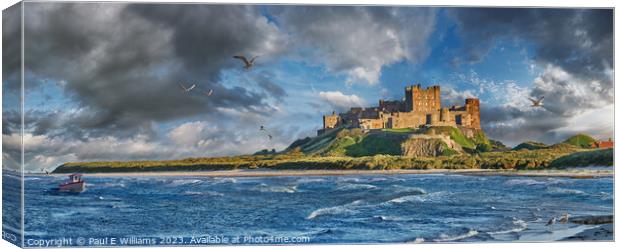 The Imposing Picturesque Bamburgh Castle In Evening Sun Canvas Print by Paul E Williams