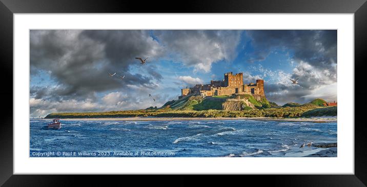 The Imposing Picturesque Bamburgh Castle In Evening Sun Framed Mounted Print by Paul E Williams