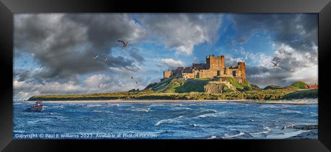 The Imposing Picturesque Bamburgh Castle In Evening Sun Framed Print by Paul E Williams